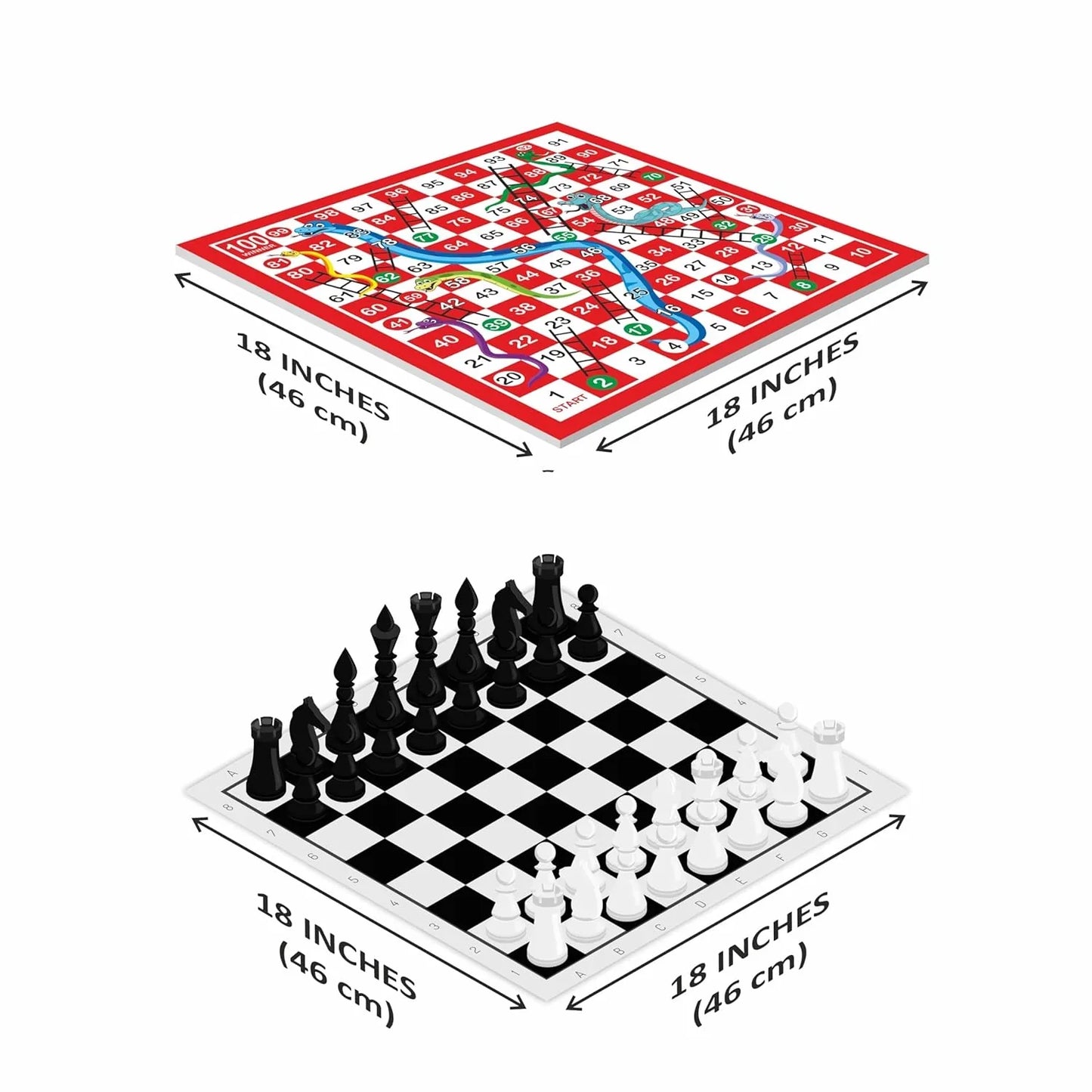 Ankit Toys 2-in-1 Chess & Snakes & Ladders Deluxe Game – 46×46 cm Board for Kids & Adults