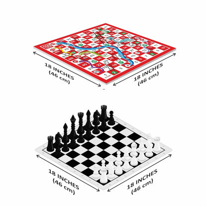 Ankit Toys 2-in-1 Chess & Snakes & Ladders Deluxe Game – 46×46 cm Board for Kids & Adults