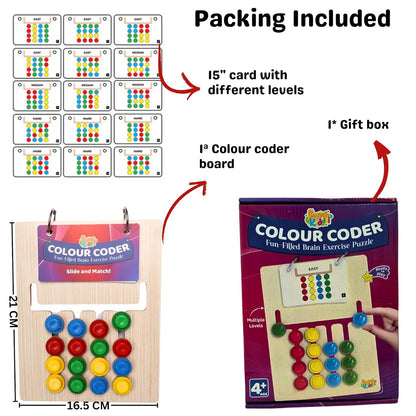 Wooden Montessori Slide Puzzle for Kids | Color Matching Logic Game | Educational Brain Teaser Toy for Ages 3–8