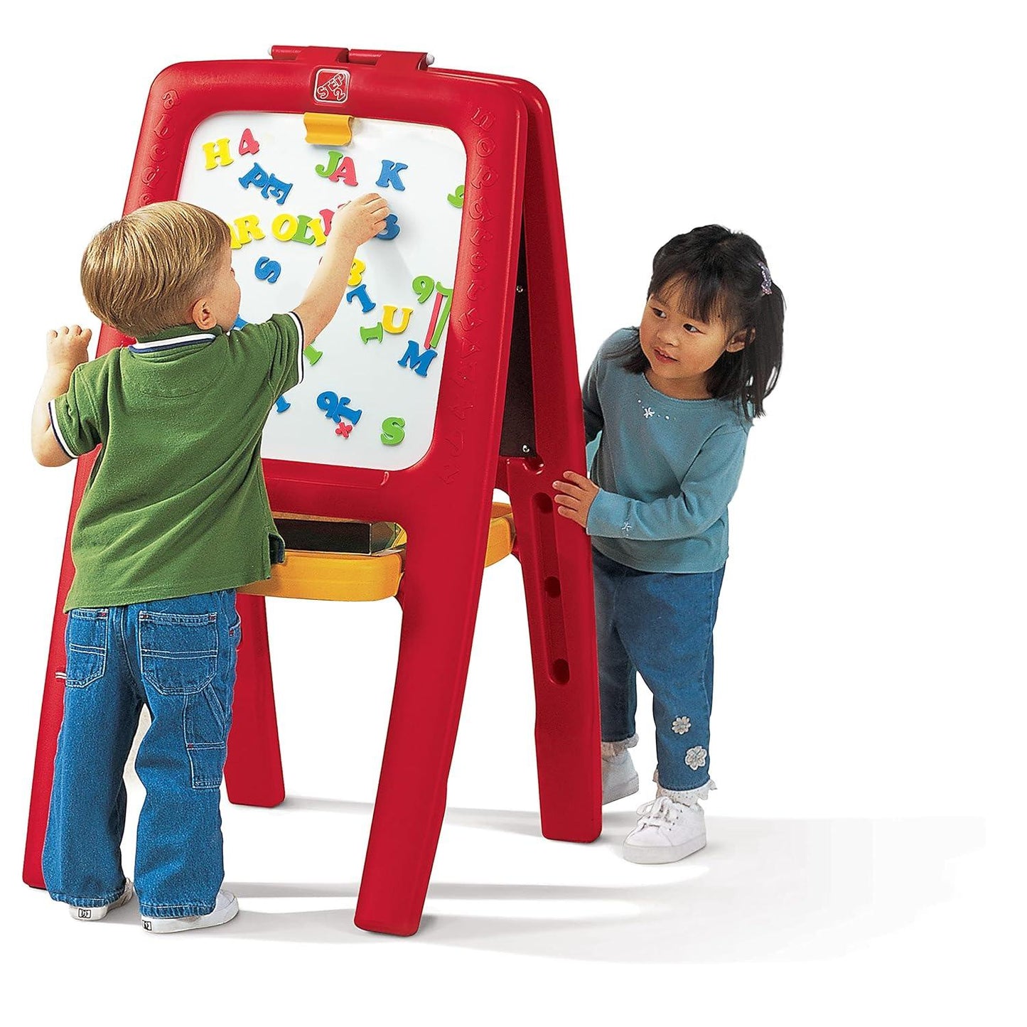 Step2 Easel for Two – Red Double-Sided Art Station with Magnetic Letters & Numbers - Jaiman Toys