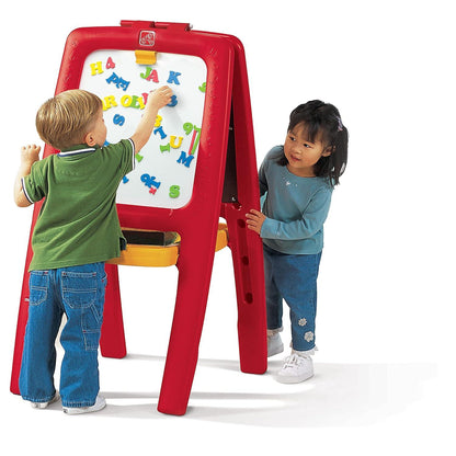 Step2 Easel for Two – Red Double-Sided Art Station with Magnetic Letters & Numbers - Jaiman Toys