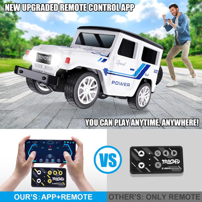 Trasped 1:64 Mini RC Off-Road Car – Pocket Size Remote Control SUV with App Control, 2.4GHz Controller & Rechargeable Battery (5 Colors)