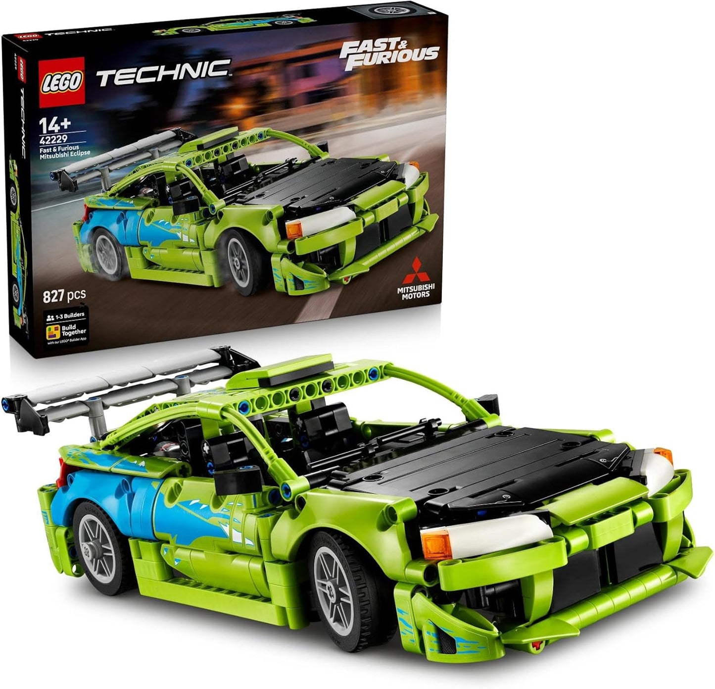 Lego 42229 Technic, Fast and Furious Mitsubishi Eclipse Car, Toy, Birthday, Present, Blocks, Boys, Girls, 14, 15, 16, Middle School, Vehicle, Mini Car