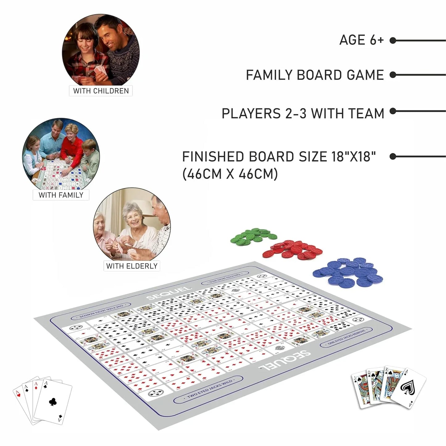 Sequel Gold Strategy Board Game – Foldable Dual-Sided Jumbo Family Game for Kids & Adults