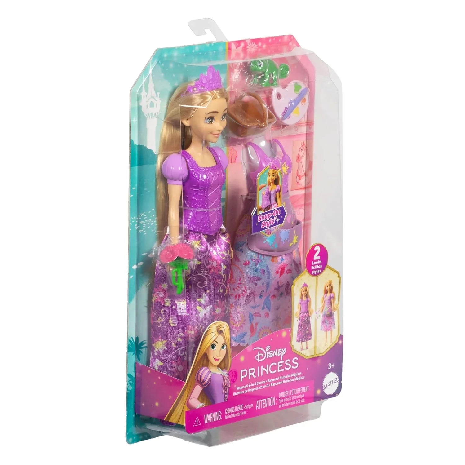 Disney Princess 2-in-1 Stories Rapunzel Fashion Doll with 2 Snap-On Bodices, 2 Skirts & 9 Accessories - Jaiman Toys