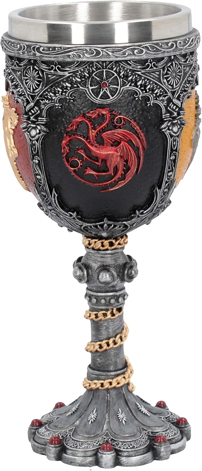 Game of Thrones Houses Goblet Chalice 17cm| Stark, Lannister, Targaryen & Baratheon Collectible Cup | Medieval Fantasy Wine Goblet