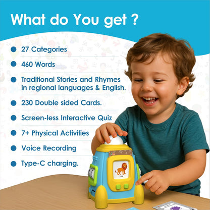 Zephyr Baby Lingo Pro English–Hindi Talking Flash Card Learning Toy, 6 Months+