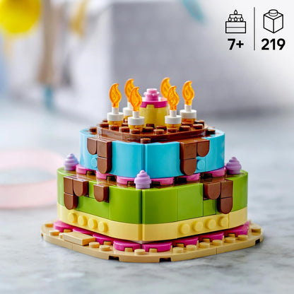 LEGO® Birthday Party Cake 40815 Customisable Decoration Set, 219 Pieces