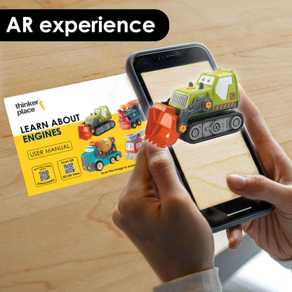 ThinkerPlace 2-in-1 Electric Detachable Bulldozer | Motorized Construction Vehicle Toy with Interchangeable Parts | DIY Assembly Engineering Set for Kids