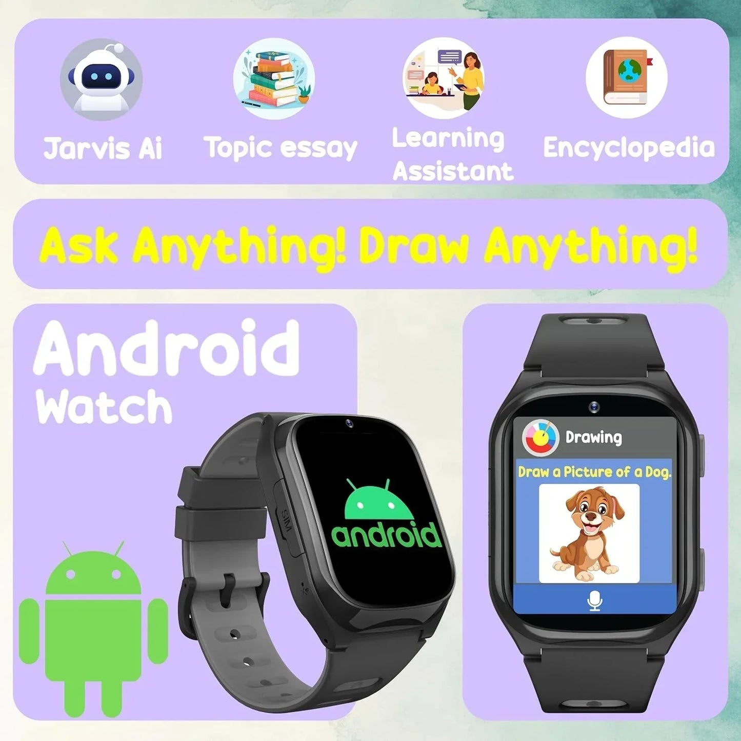 SPIKY Android 4G Video Calling Kids Smartwatch with Built in Jarvis AI | GPS Location Tracking | SOS, Water Resistant, 800 mah Super Battery | Suitable for 4 to 14 Years Kids- 3 colors
