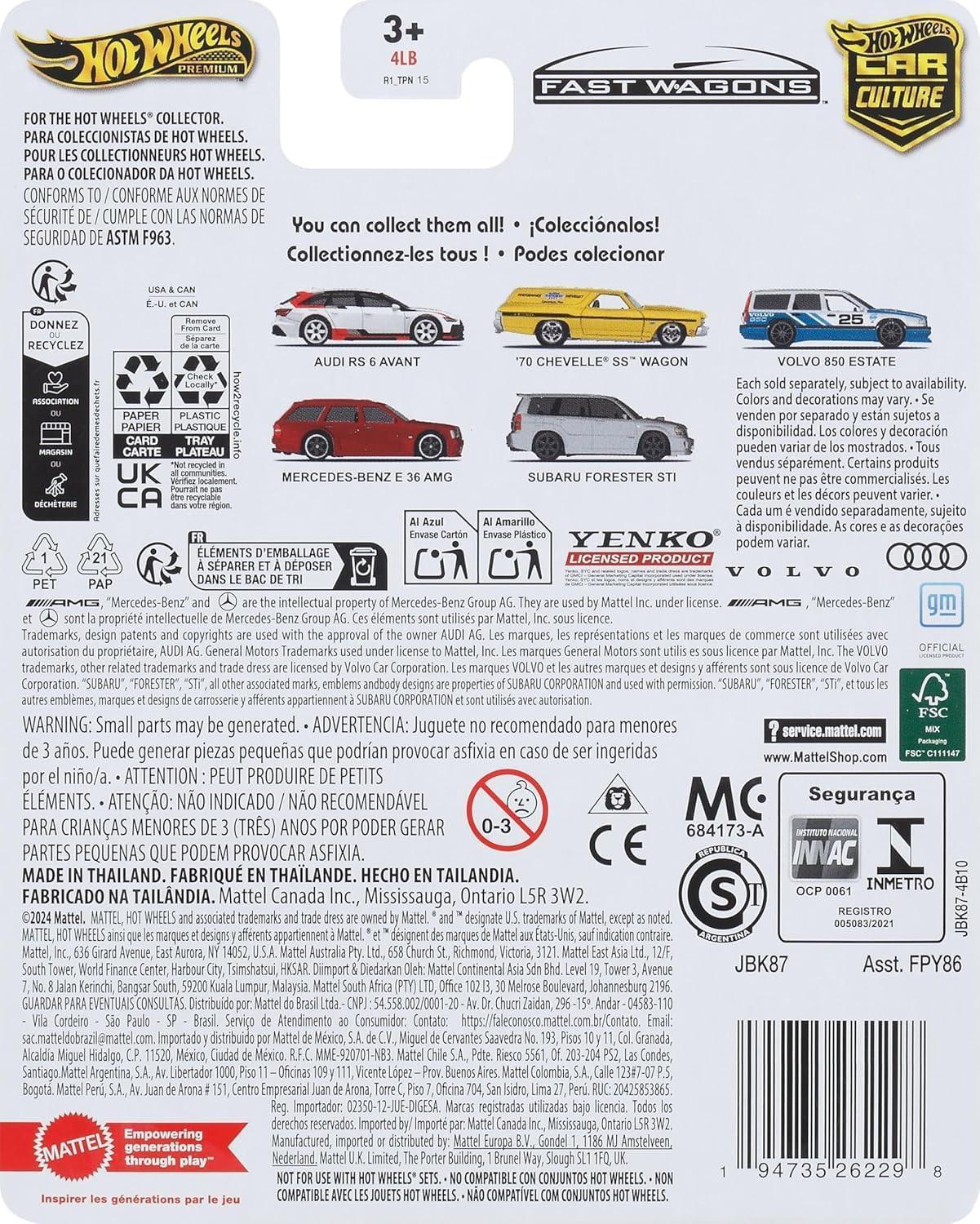 Hot Wheels Premium Fast Wagons Subaru Forester STi 1:64 Diecast Car – Real Riders | Metal Body | Collector Edition (Grey)