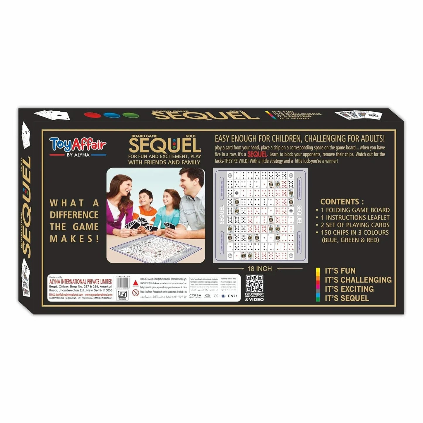 Sequel Gold Strategy Board Game – Foldable Dual-Sided Jumbo Family Game for Kids & Adults