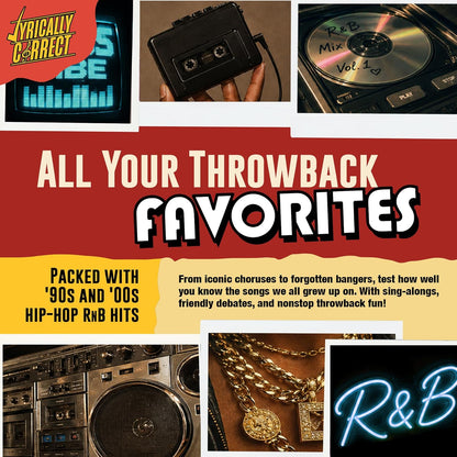 Lyrically Correct 90's & 2000's Hip Hop & R&B Edition | Music Card Game | Standalone Party Game for Families & Adults
