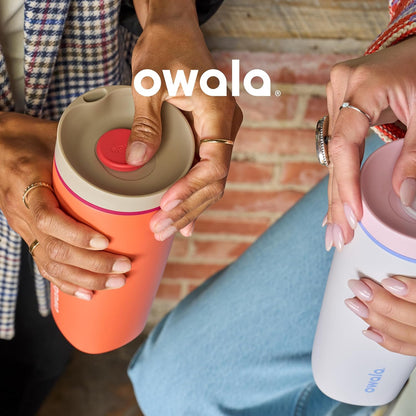 Owala SmoothSip Slider 20oz (590ml) Insulated Stainless Steel Coffee Tumbler – Reusable Travel Mug for Hot & Iced Coffee
