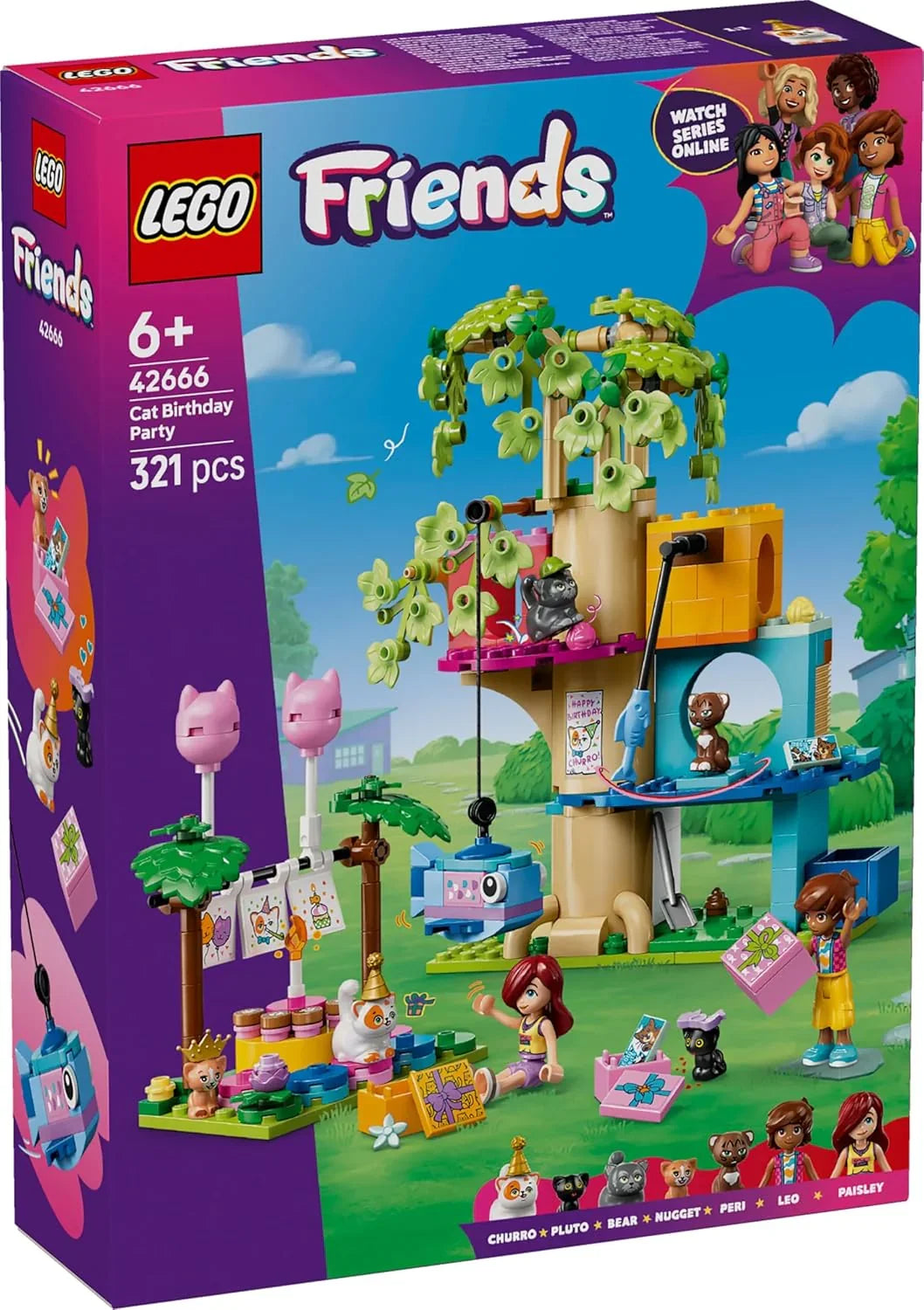 LEGO 42666 Friends Cat Birthday Party & Tree House Building Kit Toy Building Blocks Toys for 6+ Gift for Boys and Girls