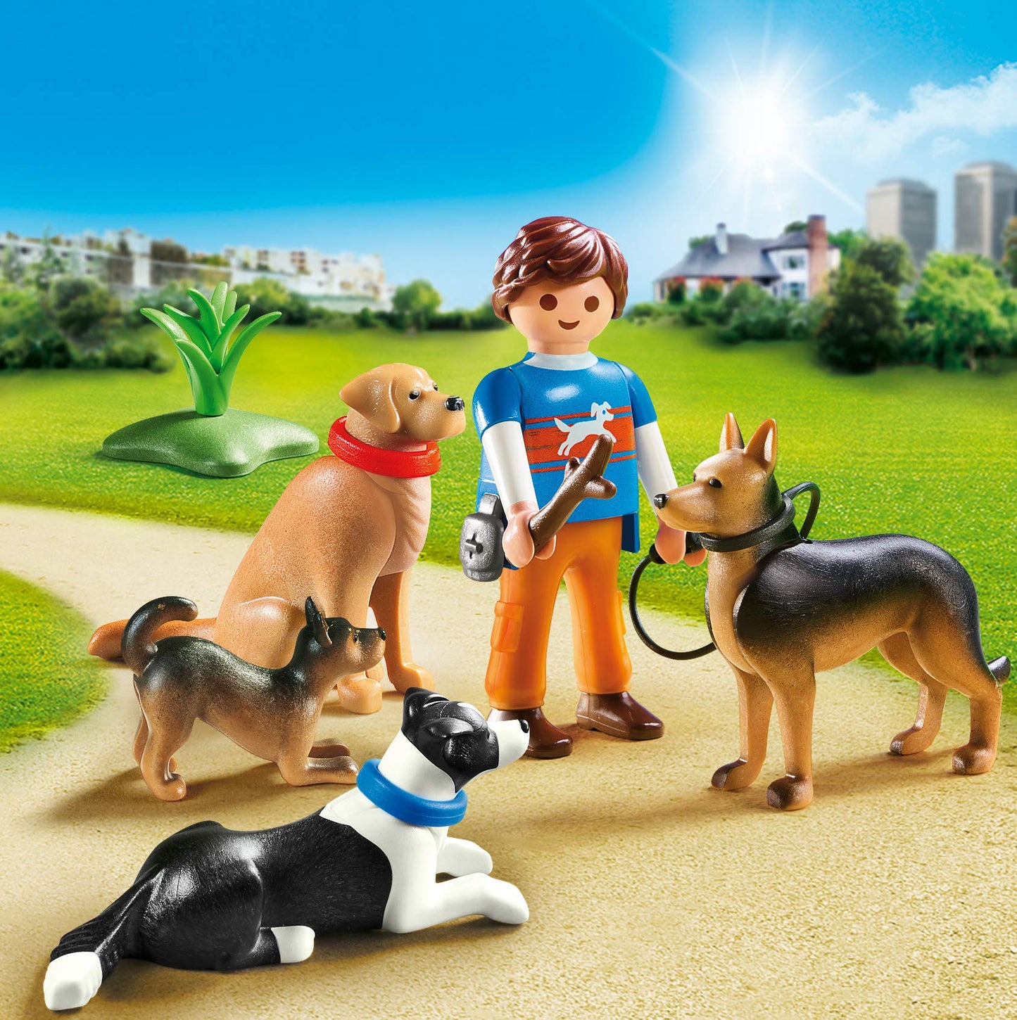 (Box Damaged) Playmobil 9279 City Life Dog Trainer Playset | 12-Piece Animal Training Toy Set with Trainer Figure, 3 Dogs & Accessories | Creative Role Play Toy for Kids Ages 4+ Years
