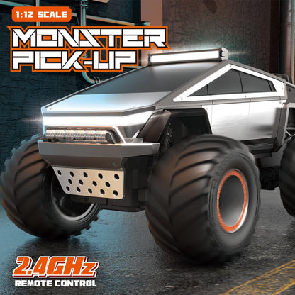 JRC 1:14 Q202 Alloy Cyberpunk RC Pickup – Off-Road Remote Control Car | LED Glowing Dynamics | Big Foot Monster Truck
