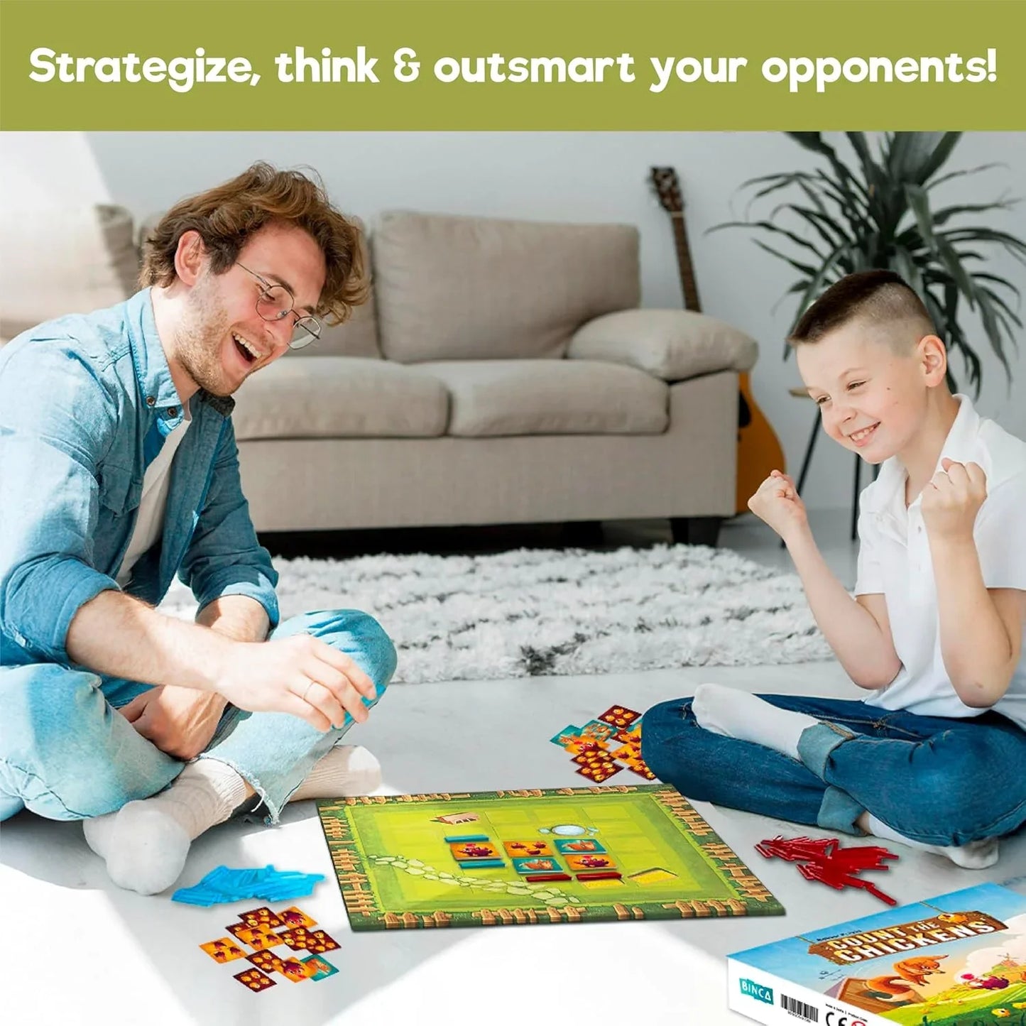 Binca Board Game - Count Your Chickens, Strategy Board Game for Boys & Girls, Fun for Family & Friends Game Night, Card Game for Kids, Teens & Adults, Travel Gifts for Ages 7,8,9,10 & Up, 2-4 Players - Jaiman Toys