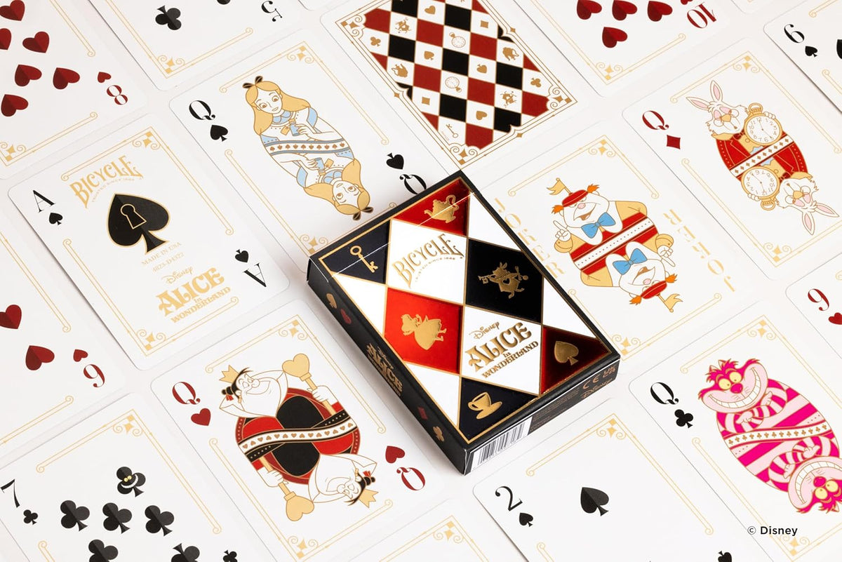 Bicycle Disney Alice in Wonderland Playing Cards – Collectible Deck with Air-Cushion Finish & Gold Foil Box