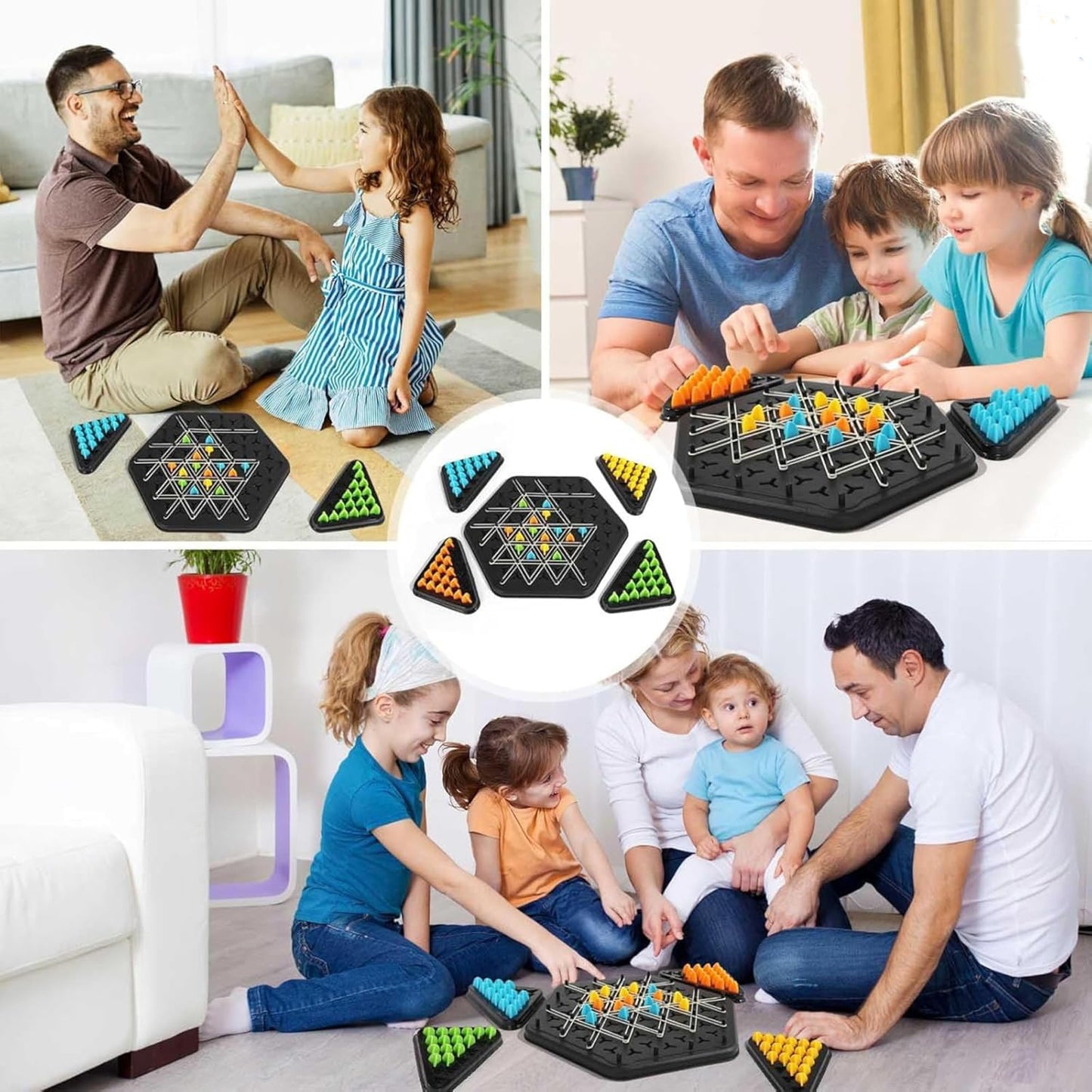 Triangle Chess Triggle Rubber Band Strategy Board Game | STEM Geoboard Puzzle for Kids & Adults | 2–4 Player Family Brain Teaser