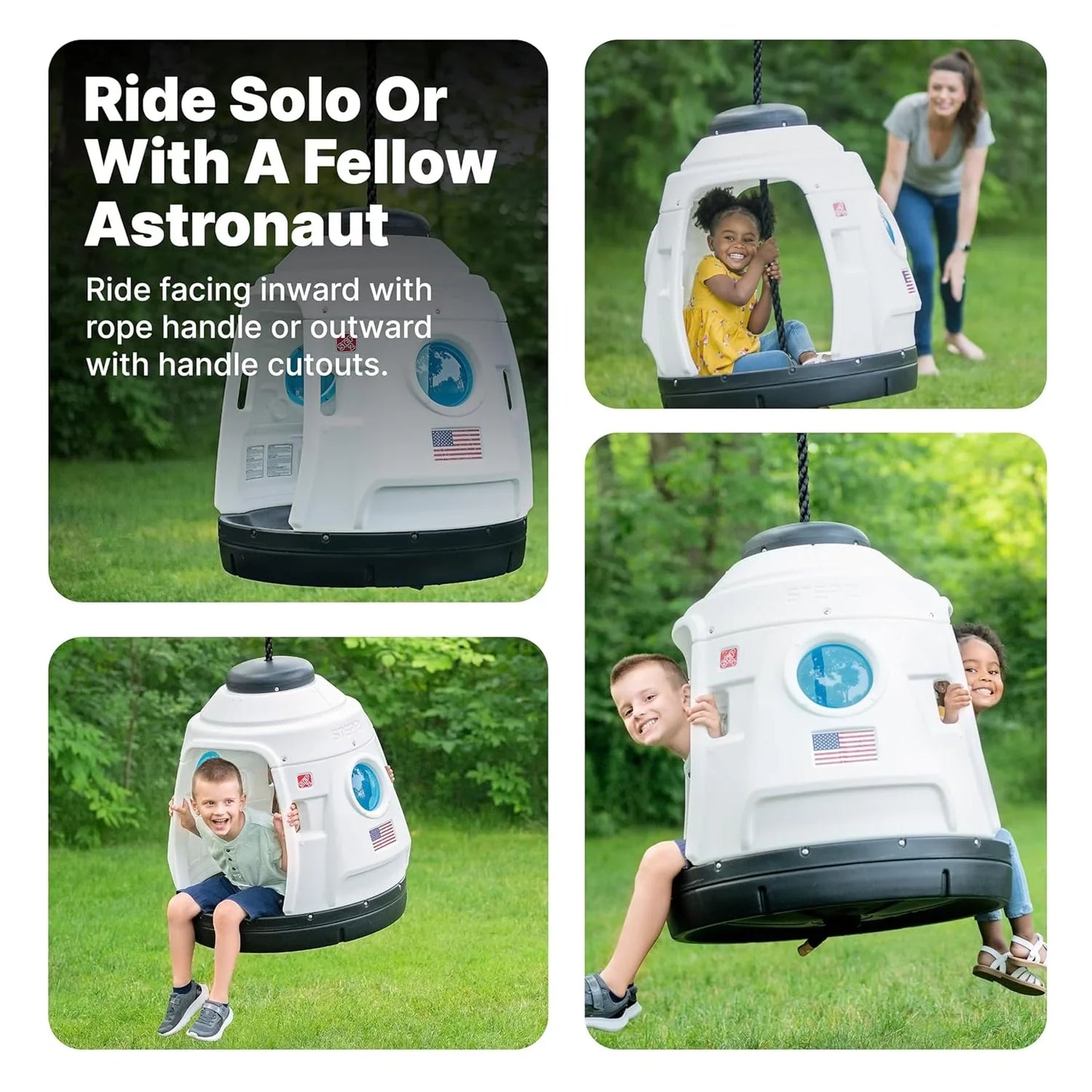 Step2 Space Capsule Swing – Rocketship Outdoor/Indoor Swing for Kids Aged 3–7, 2-Seater - Jaiman Toys