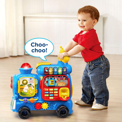 VTech Sit-to-Stand Ultimate Alphabet Train, Blue | Interactive Ride-On Learning Train with Alphabet Blocks, Music, Numbers, Phonics & Educational Activities for Toddlers
