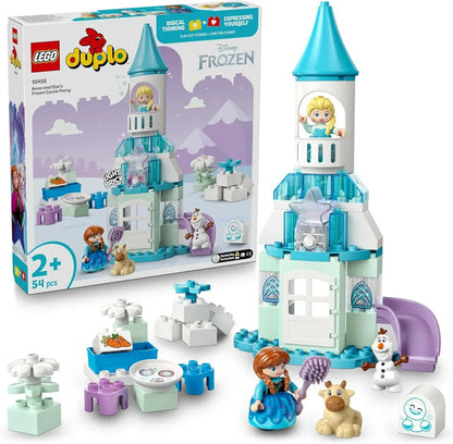 LEGO DUPLO 10455 Disney Anna and Elsa's Frozen Castle Party - Educational Toy with 5 Figures Incl. Olaf & Baby Sven, plus a Light Brick - Gift for 2+ Year Old Toddlers, Girls & Boys