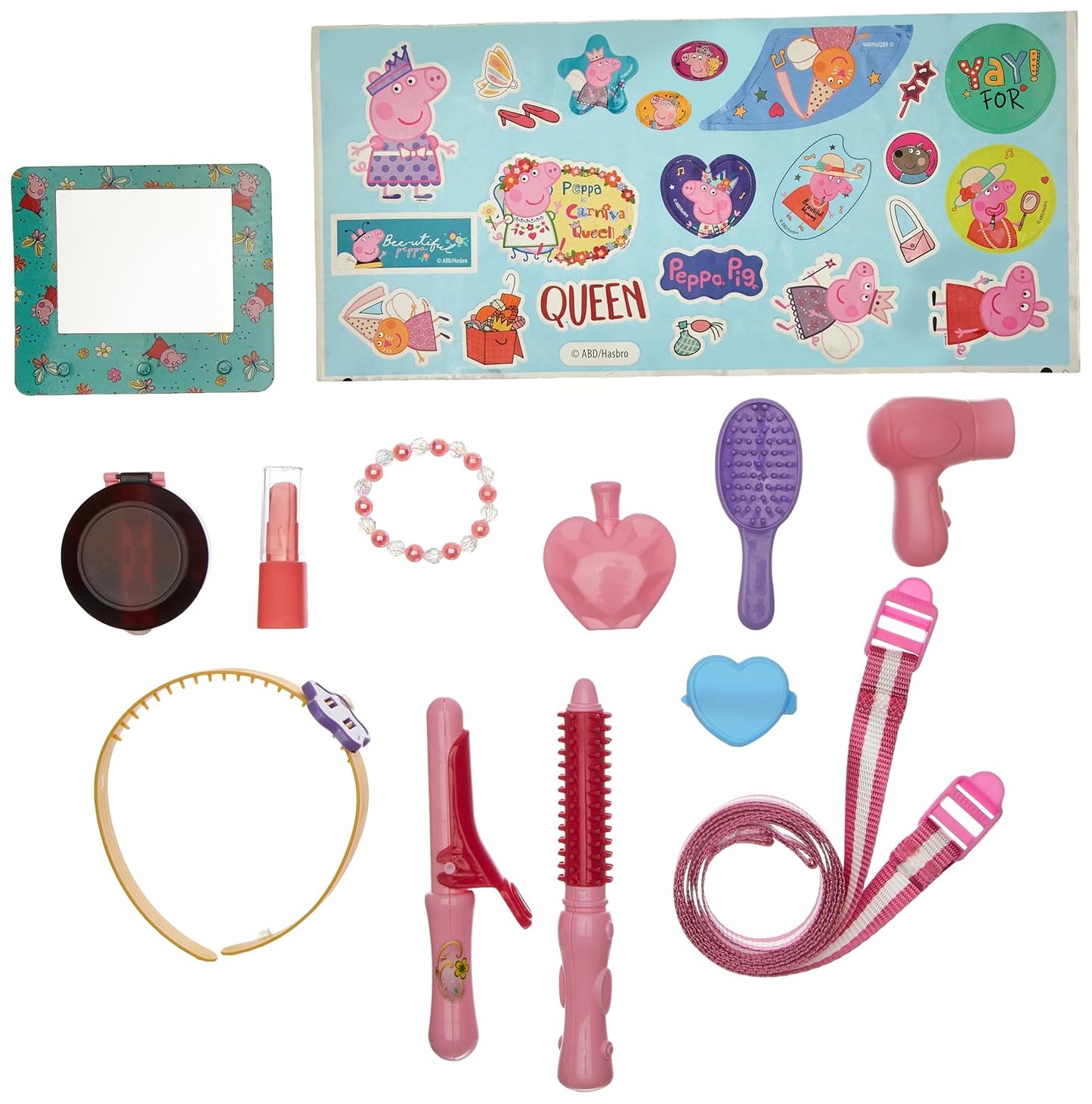Peppa Pig Beauty Set Pretend Makeup Kit for Kids | Portable Vanity Play Set with Mirror, Hair Dryer & Beauty Accessories | Carry Case Toy | Ages 3+