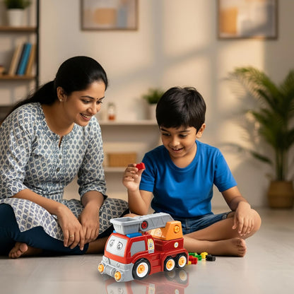 ThinkerPlace 2-in-1 Detachable Fire Truck | Buildable DIY Assembly Rescue Vehicle Toy for Kids