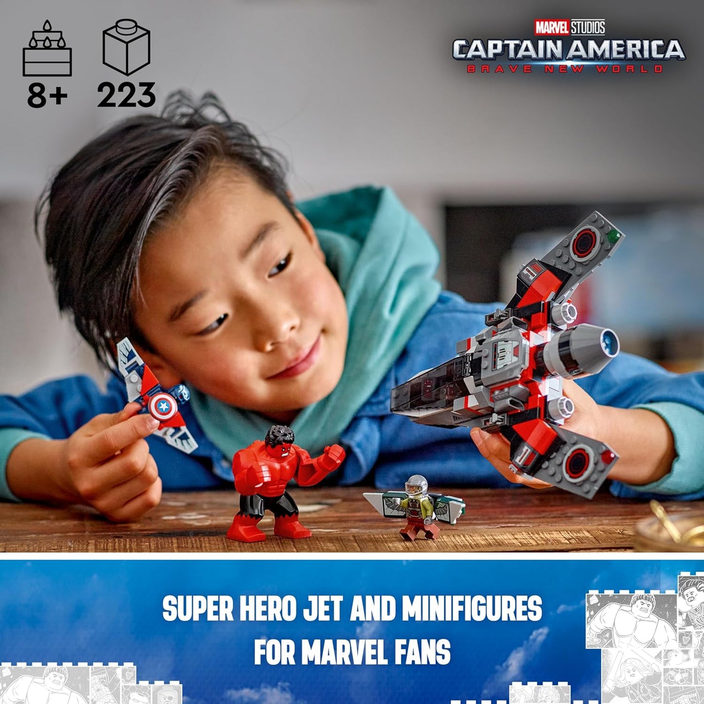 LEGO Marvel Captain America vs. Red Hulk Battle Building Set - Avengers Toy for Kids - Birthday Gift for Boys and Girls Ages 7+ - Includes Hulk Action Figure and Super Hero Minifigures - 76292