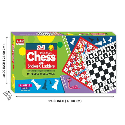 Ankit Toys 2-in-1 Chess & Snakes & Ladders Deluxe Game – 46×46 cm Board for Kids & Adults