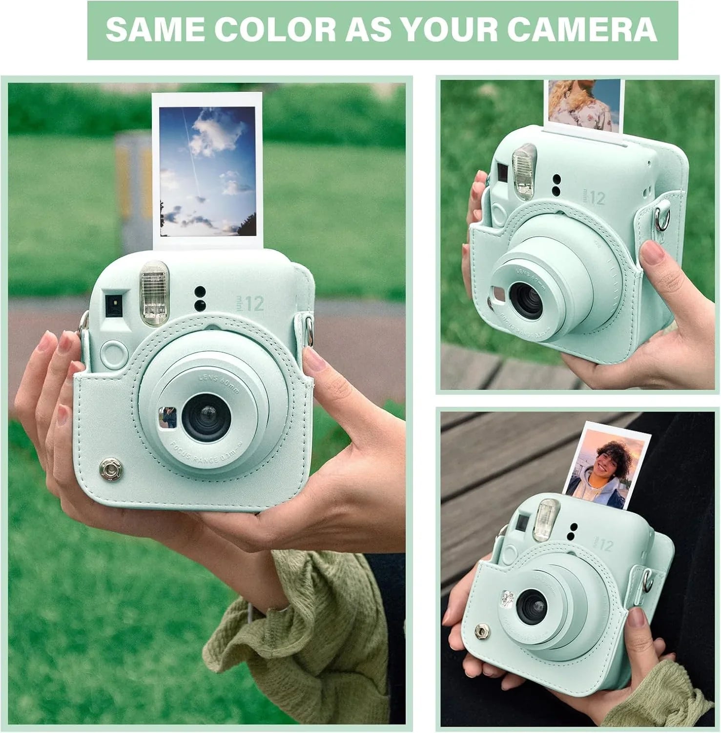 Pop & Snap in Style – Mini 12 Camera Case with Strap (Perfect Fit for Instax Mini 12) - Mint Green - Jaiman Toys
