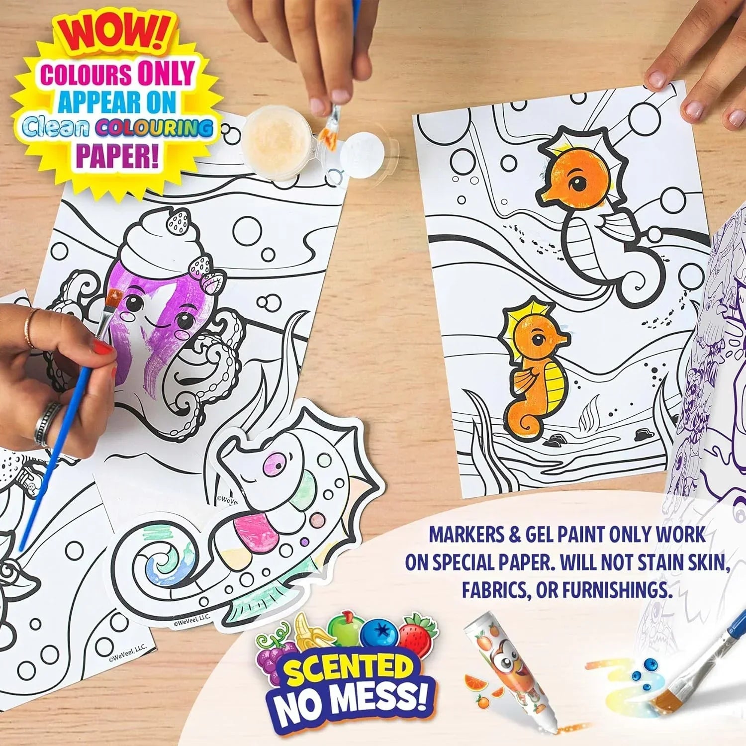 Scentos Clean Colouring Markers Creatures Set Mess Free Scented Magic Gel Painting and Markers - Jaiman Toys