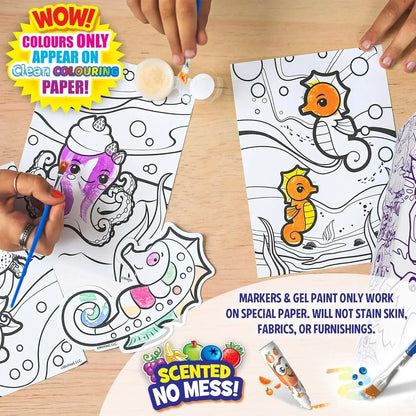Scentos Clean Colouring Markers Creatures Set Mess Free Scented Magic Gel Painting and Markers - Jaiman Toys