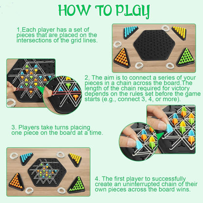 Triangle Chess Triggle Rubber Band Strategy Board Game | STEM Geoboard Puzzle for Kids & Adults | 2–4 Player Family Brain Teaser