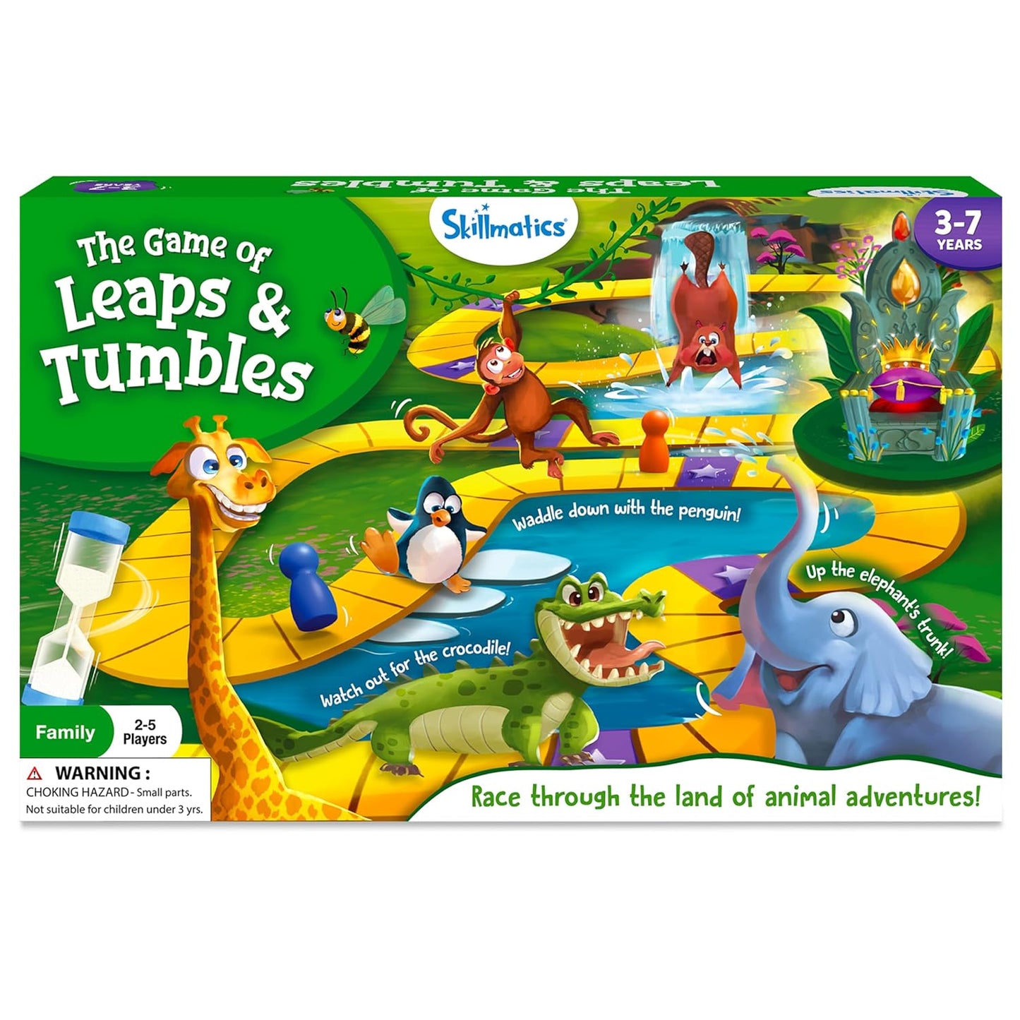 Skillmatics Board Game - Leaps & Tumbles, Classic Game with a Twist for Kids, Preschoolers, Toddlers, Gifts for Girls & Boys Ages 3, 4, 5, 6, 7