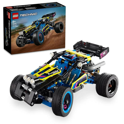 LEGO Technic off-road race buggy toy car in blue and yellow with product box