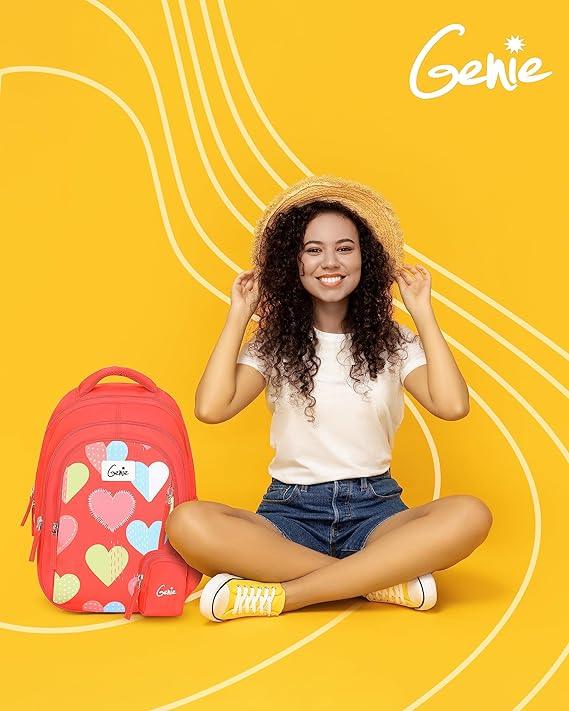 Genie Maisy Kids Backpacks, 15 inches, Cute, Colourful bags for girls, Water Resistant and Lightweight. 3 compartment with Happy Pouch - Jaiman Toys