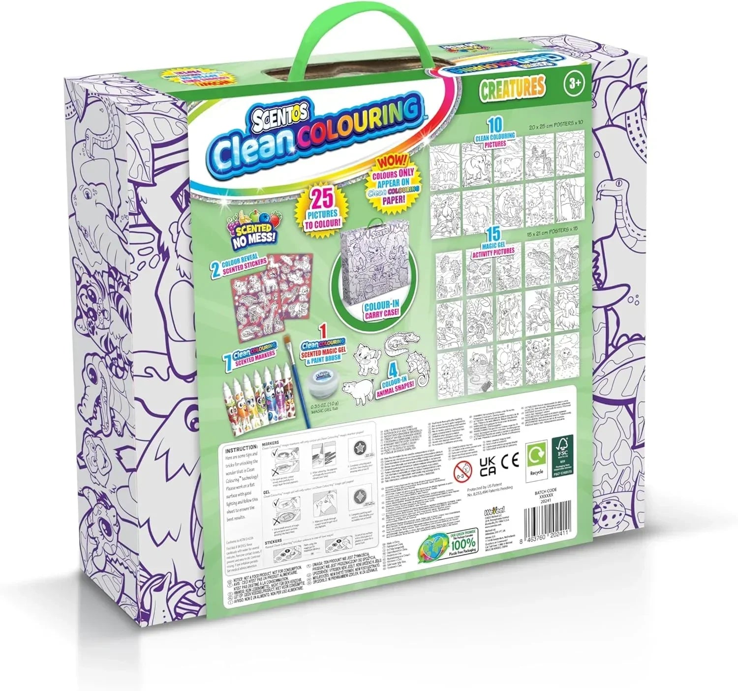 Scentos Clean Colouring Markers Creatures Set Mess Free Scented Magic Gel Painting and Markers - Jaiman Toys
