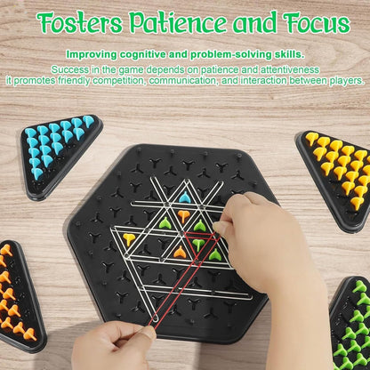 Triangle Chess Triggle Rubber Band Strategy Board Game | STEM Geoboard Puzzle for Kids & Adults | 2–4 Player Family Brain Teaser
