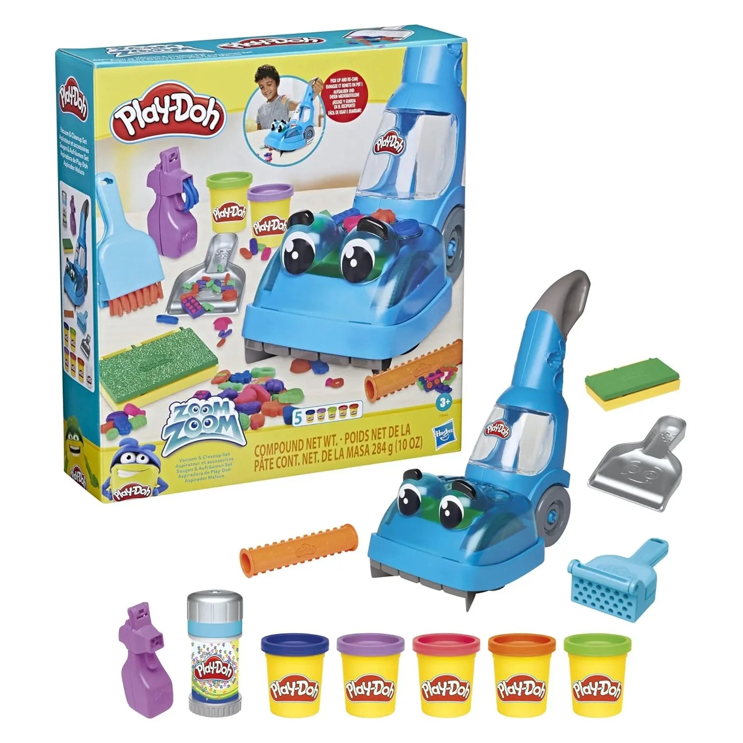 Play-Doh Vacuum Cleaner Playset – Includes Accessories & 5 Pots of Colorful Modeling Dough - Jaiman Toys