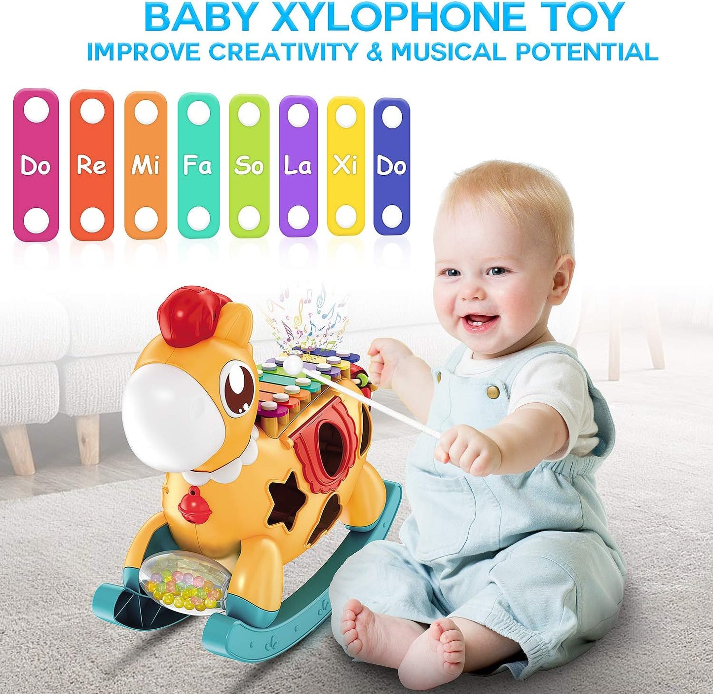Huanger Musical Piano Toy for Kids – Baby Activity Piano with Lights & Shape Sorter (18+ Months)