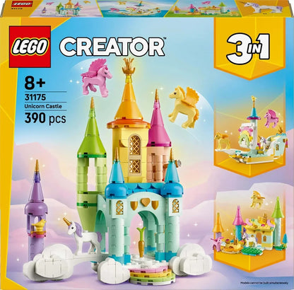 LEGO 31175 Creator 3-in-1 Unicorn Castle   390-Piece Fantasy Build with Unicorn & Pegasus Figures, 8Years+