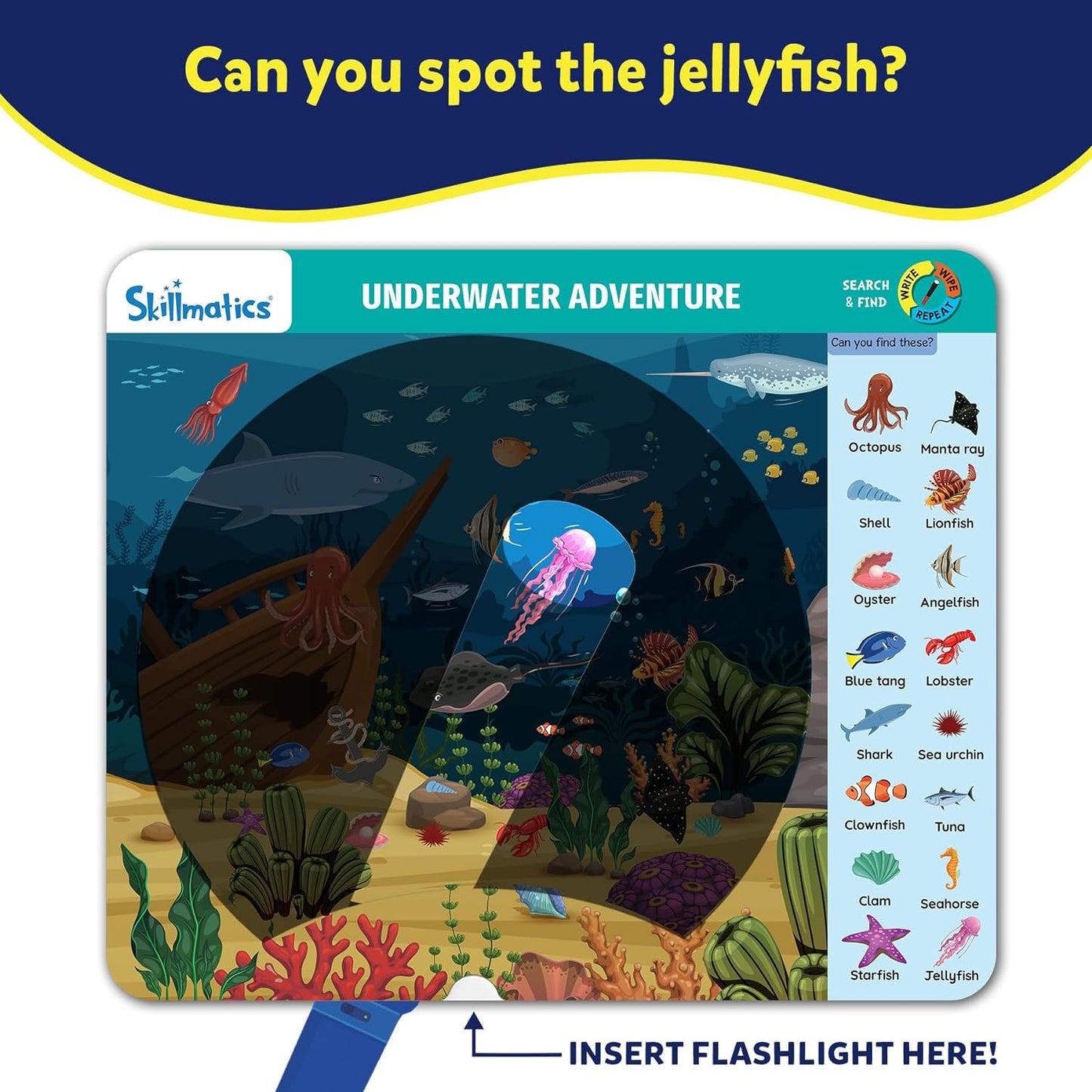 Skillmatics Preschool Learning Activity - Search and Find Flashlight Magic, Educational Game for Kids, Toddlers Who Love Toys, Art & Craft Activities, Gifts for Girls and Boys Ages 3, 4, 5, 6