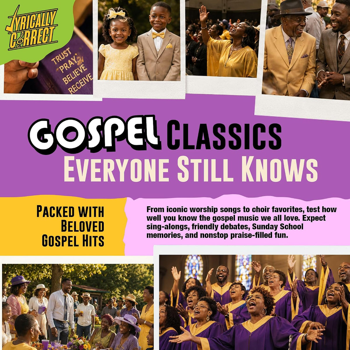 Lyrically Correct Revival: The Gospel Edition | Standalone Christian Music Card Game for Families, Church Groups & Adults