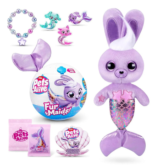 Pets Alive Furmaids by ZURU Mermaid Plush Interactive Light and Sound Girls Toy (Purple Rabbit) - Jaiman Toys