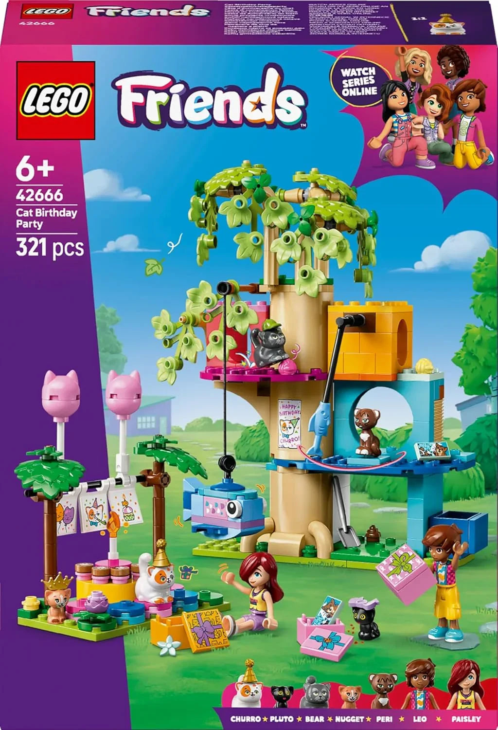 LEGO 42666 Friends Cat Birthday Party & Tree House Building Kit Toy Building Blocks Toys for 6+ Gift for Boys and Girls