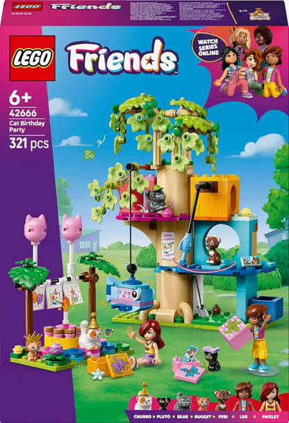 LEGO 42666 Friends Cat Birthday Party & Tree House Building Kit Toy Building Blocks Toys for 6+ Gift for Boys and Girls
