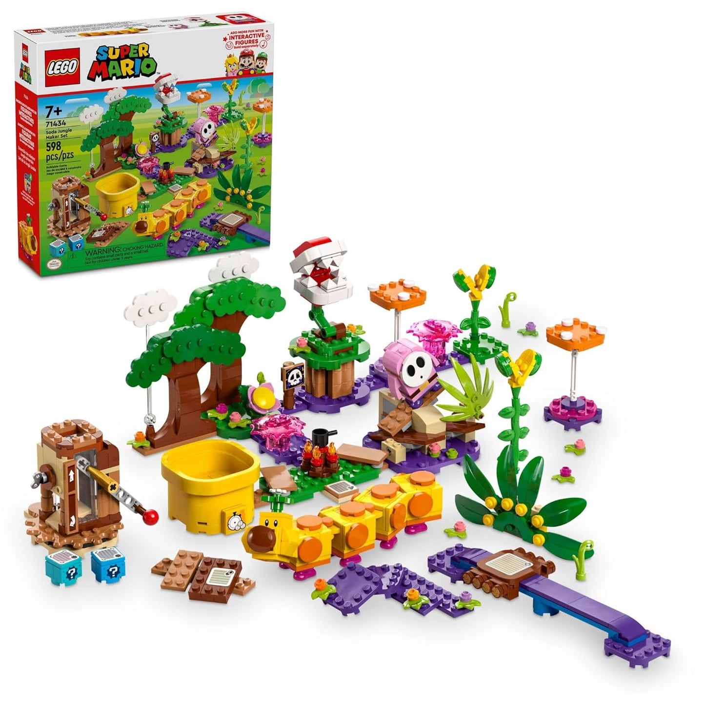 LEGO 71434 Super Mario Soda Jungle Adventure: Customizable Fun with Pink Shy Guy & Wiggler – Perfect for Gamers Ages 7+