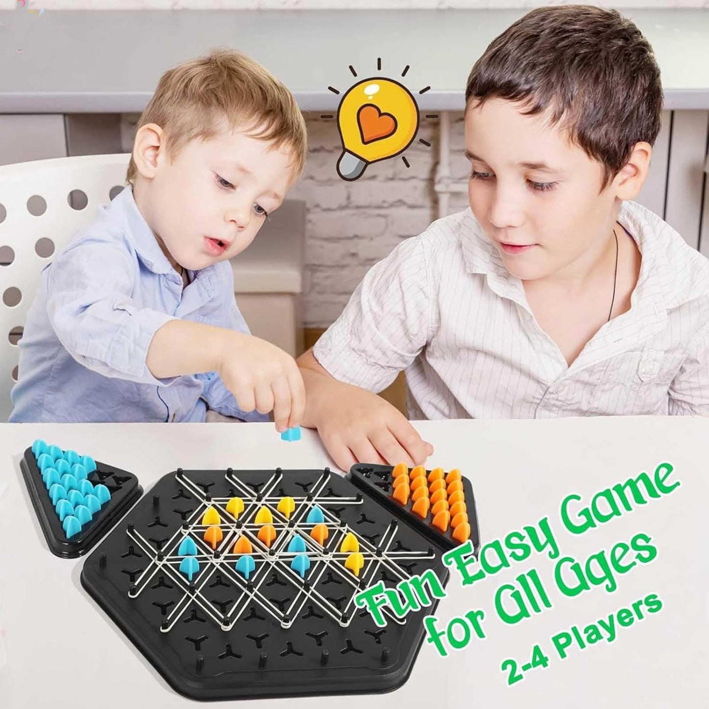 Triangle Chess Triggle Rubber Band Strategy Board Game | STEM Geoboard Puzzle for Kids & Adults | 2–4 Player Family Brain Teaser